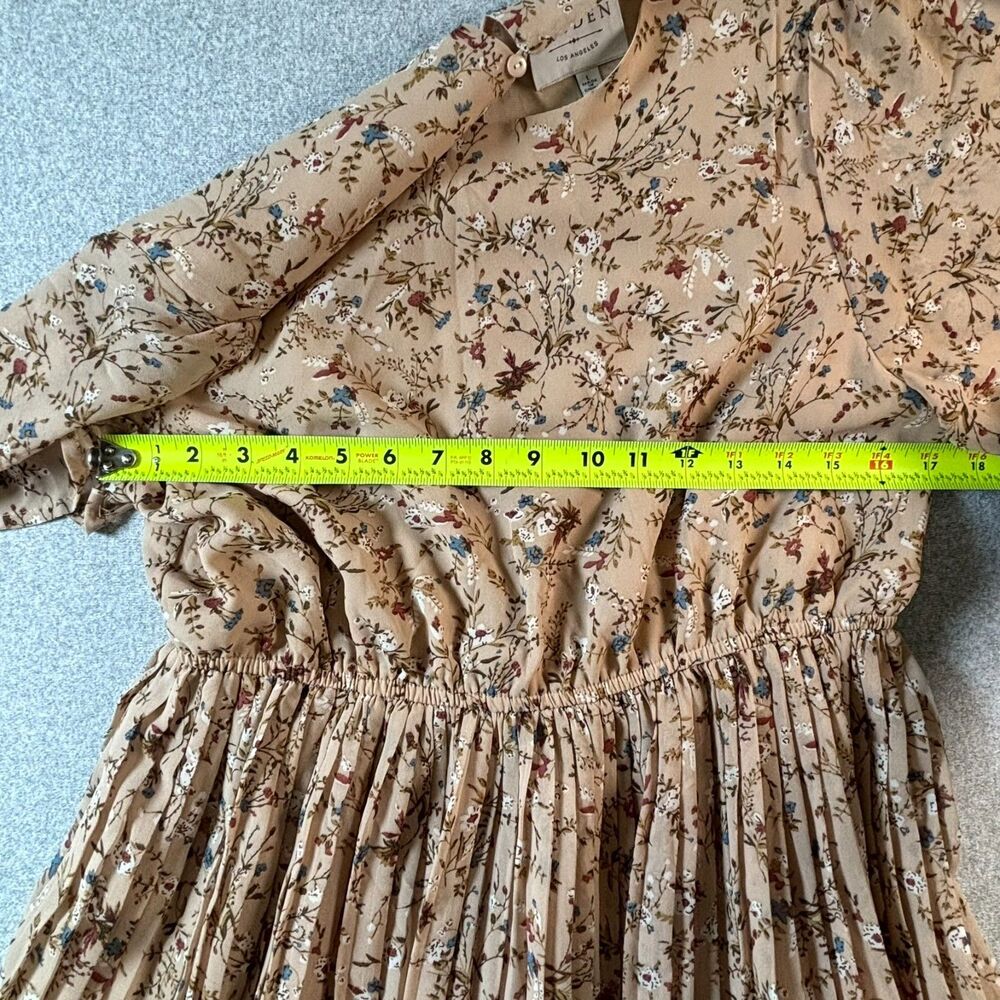Cottagecore Prairie Boho Floral Pleated Dress Romantic Fairycore Size L - Picture 10 of 10